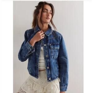 NEW! Free People 'Jade' Denim Jacket in HIGH DIVE (XS)